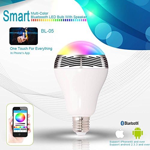 Superclub® New Wireless Bluetooth Smart LED Bulb 4.0 Speaker Smartphone Free APP Controlled Dimmable Multicolored Colorful LED Display Audio Music RGB Night Lamp Christmas Birthdays Gift