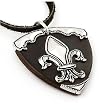 Dark Brown Leather Fleur-de-lis Pendant