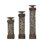Deluxe Wood and Metal Vine Pattern Candle Holders (Set of 3)
