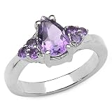 1.40 Carat Genuine Amethyst Sterling Silver Ring