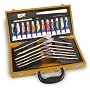 Acrylic Artists Set Includes Paints, Brushes And Other Essentials In A Sturdy Wood Carrying Case