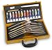 Acrylic Artists Set Includes Paints, Brushes And Other Essentials In A Sturdy Wood Carrying Case