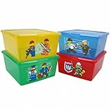 Iris Lego Medium 21Qt Mixed 4 pc set with 2 Base Plates - 397004 (Multi) (10.75H x 13.50W x 16.25D)