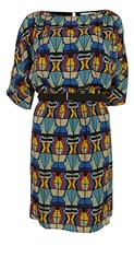 Dolman Polyester/Satin General Print Belted  Dress