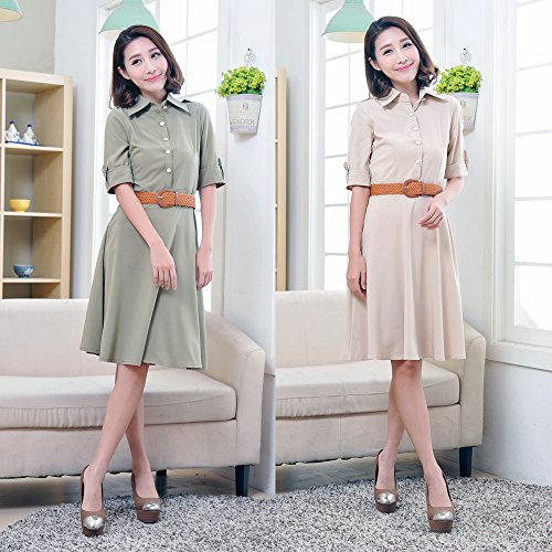 エレガント レディース シャツ ワンピース ひざ丈 上品