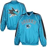 NHL San Jose Sharks Teal-Black Colorblock Pullover Windshirt (X-Large)