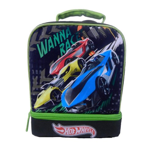 Hot Wheels "Wanna Race?" Dual Compartment Children's School Lunchbox