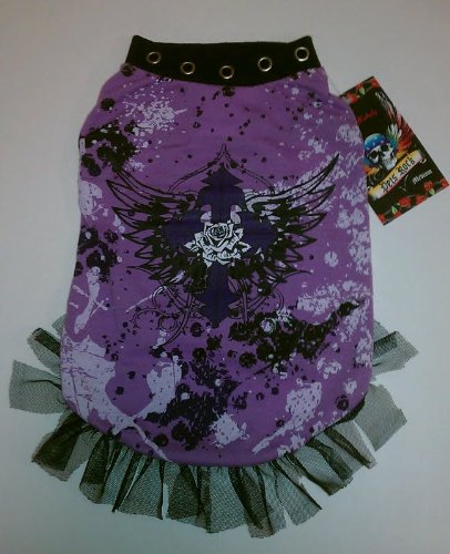 See Bret Michaels Dog Shirt- Dress Every Rose Has A Thorn Purple Dog Tee Small