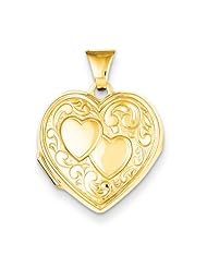 Genuine .925 Gold-Plated Sterling Silver Double Heart Locket 1.6 Grams. 100% Satisfaction Guaranteed.