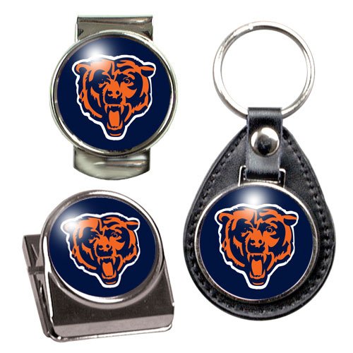 Chicago Bears NFL 3 Piece Stocking Stuffer Set - Key Chain, Money Clip & Magnet Clip