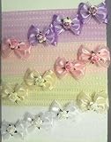 New Organza & Satin Bow Tie Infant Stretch Headband ~ Pink Remaining