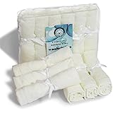 Washcloths All Natural Cleaning Wipes, Reusable Soft Organic Cotton Bamboo Towels, Non-Allergic Gentle for Eczema Absorbent Eco Friendly, Baby Shower Ideas, Best Mom Gift in Pink, Blue or White 6 Pack