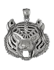 Clevereves 14K White Gold Pendant Tiger Head 12.1 - Gram(s)