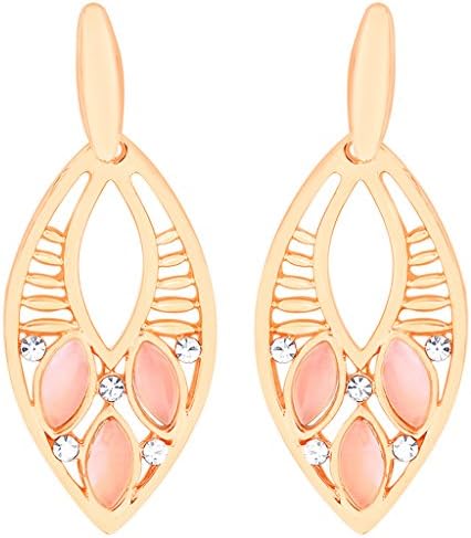 Viyari Angel's Blush Open Teardrop Pink and Goldtone Dangle Drop Earrings