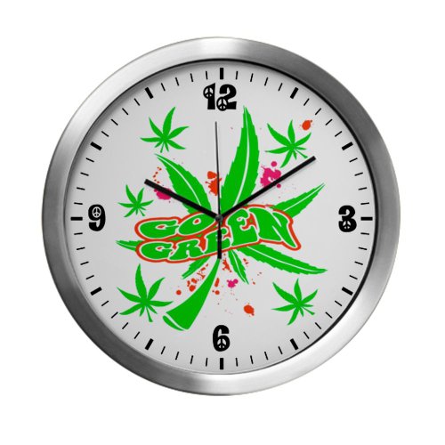 Modern Wall Clock Marijuana Go Green Neon
