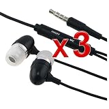 Black 3.5mm Earphone Headphones with Mic for Apple Iphone 3G S, 4 S, HP Touchpad, Playbook (3 pack)