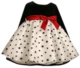 Bonnie Baby Stretch Velvet Top To Organza Skirt with Flocking And Glitter, Black/White, 12 Months