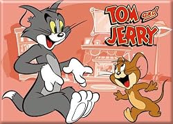 Tom and Jerry Pink Background Refrigerator Magnet
