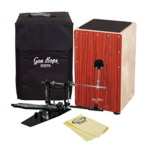 Gon Bops FSCJM Fiesta Mahogany Cajon with Cajon Pedal, GoDpsMusic Polish Cloth & Carry Bag