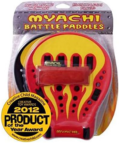 Myachi Battle Paddles Set - Includes 2 Paddles and 1 Myachi (Red/Yellow Flames)