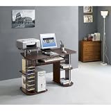 Computer Desk with Shelves - Dark Honey