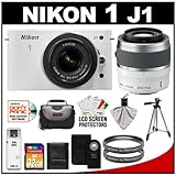 Nikon 1 J1 10.1 MP Digital Camera Body with 10-30mm & 30-110mm VR Lens (Whi ....