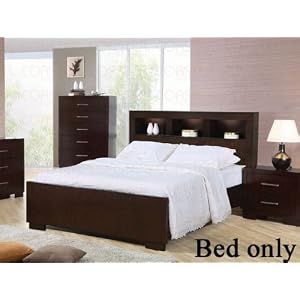 California King Size Bed with Shelf Headboard in Cappuccino Finish by Coaster