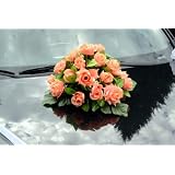 Autoschmuck Rattan Feder Autodeko Hochzeit Dekor Verschiedene Variante Komplett (Rot, Blumenstrau� - orange)von "APM"