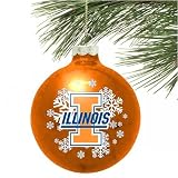 Illinois Fighting Illini Orange Snowflake Glass Ornament