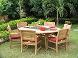 5pc Cardigan Outdoor Teak 71" Round Dining Table Set by Azzurro Living
