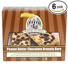 Bakery On Main Gluten Free Granola Bars, Peanut Butter Chocolate (5-Count), 6-Ounce Boxes (Pack of 6)