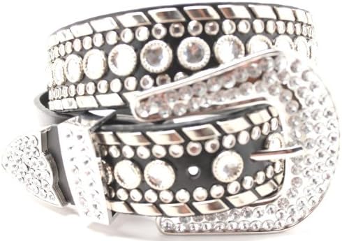 Deal Fashionista Women's Western Rhinestone Chrome Studded Rodeo Cowgirl Belt