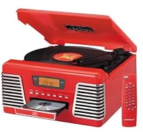 Crosley CR712 Autorama Turntable with CD Player and AM/FM Radio, Red