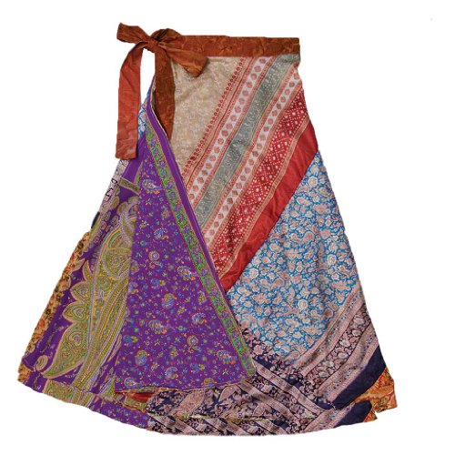 Reversible 3/4 silk sari wrap skirt by Jedzebel DN20