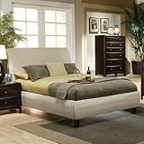 Coaster Upholstered Queen Low Profile Bed in Beige