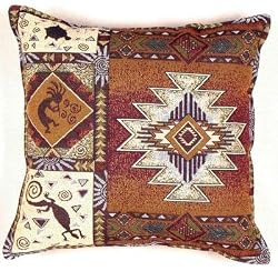 Kokopelli Native American Decorative Throw Pillow 17" x 17"