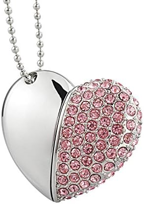 U07STORE 64GB Crystal Heart Style USB Flash Drive Pendant Necklace Thumb Stick ( 64 GB, Pink )
