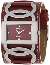 Nemesis Womens NS104BU Black Collection Cross Arc Leather Band Watch