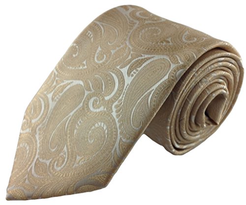 Light Tan Beige Men's Paisley Necktie