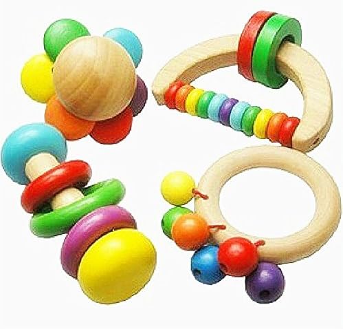 New Baby Wooden Rattle Toy Handbell Musical Education Percussion Instrument Four Different Types Toys