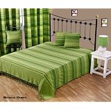 Morocco 100% Cotton Striped Throw Green