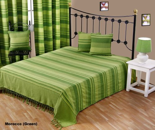 Homescapes Morocco Ribbed Stripe Cushion 18 x 18 Inches Green with Cushion Pad Filled, 100% Cotton Cover Well Filled Pad, 45 x 45 cm Coordinating with Throws and Curtains of Cotton Ribbed Stripe Range. Easy care, washable at home.