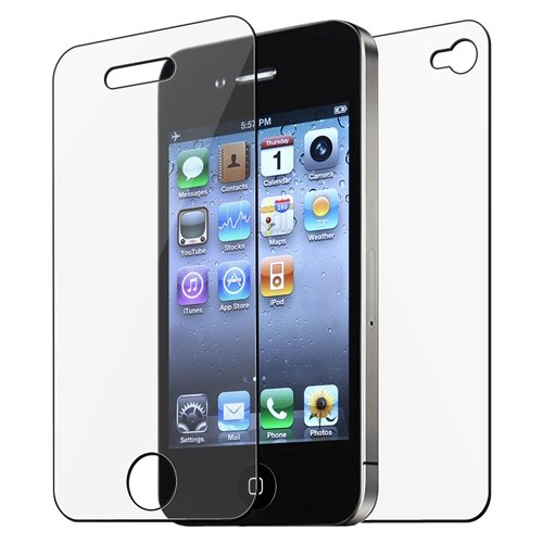 Front and Back Reusable Screen Protector for Apple iPhone 4 (3 pack)