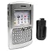 Blackberry 8800 8830 PDA Accessory Bundle Kit- Silver Aluminum Metal Case With Belt Clip + Premium Reusable LCD Screen Guard Protector with Lint Cleaning Cloth By Ikross