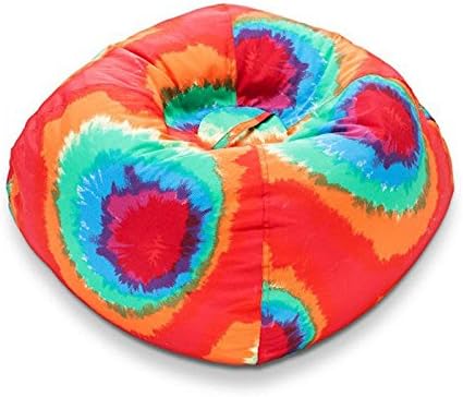32" 100% Polyester and Polystyrene Beads Tie Dye Bean Bag Chair with Double Stitched Seams