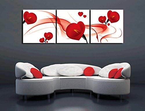 Neonphoenix 100% Hand Painted on Canvas Abstract Floral Romance Red Petal Set Oil Paintings 3-pieces Landscape for Living Room Home and Wall Decoration