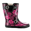 B08 Womens Pink Mid Calf Wellies Wellington Boots Sizes 3-8