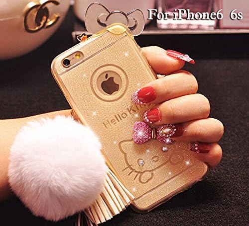 Iphone 6s Case Unifone Mobile 2016 Classic 3d Handmade Bling Crytal Bow Butterfly Rhinestone Clear with Kt TPU Case Cover for Iphone 5 5s /6plus 6s Plus (iphone6 6s, golden)