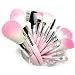 16 Piece Pink Synthetic Vegan Makeup Brush Set with Pink Makeup Bag