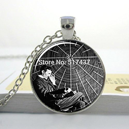 Pretty Lee Fashion Necklaces For Women 2015Nikola Tesla Necklace Famous Inventor Inspirational Jewelrypendant Glass Cabochon Necklace